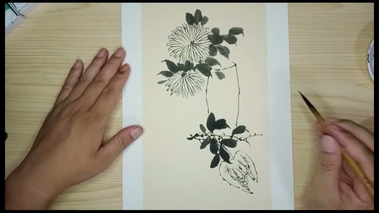 中国画花鸟四君子条屏（菊花与蔬果）初学阶段入门教程视频之二- YouTube