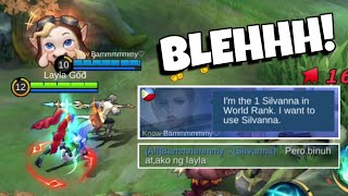TOP 1 WORLD RANK SILVANNA CARRIED BY LAYLA. | Mobile Legends: Bang Bang