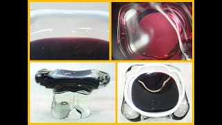 Murano Glass Heavy Ashtray Vintage For Cigar Cigarette Cranberry White & Clear