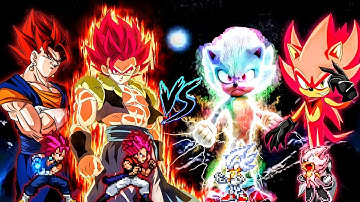 Vegito SSG OP (New) & Gogeta SSG OP (New) VS Sonic Chaos OP & Sonic Black V2 in Jump Force #Mugen
