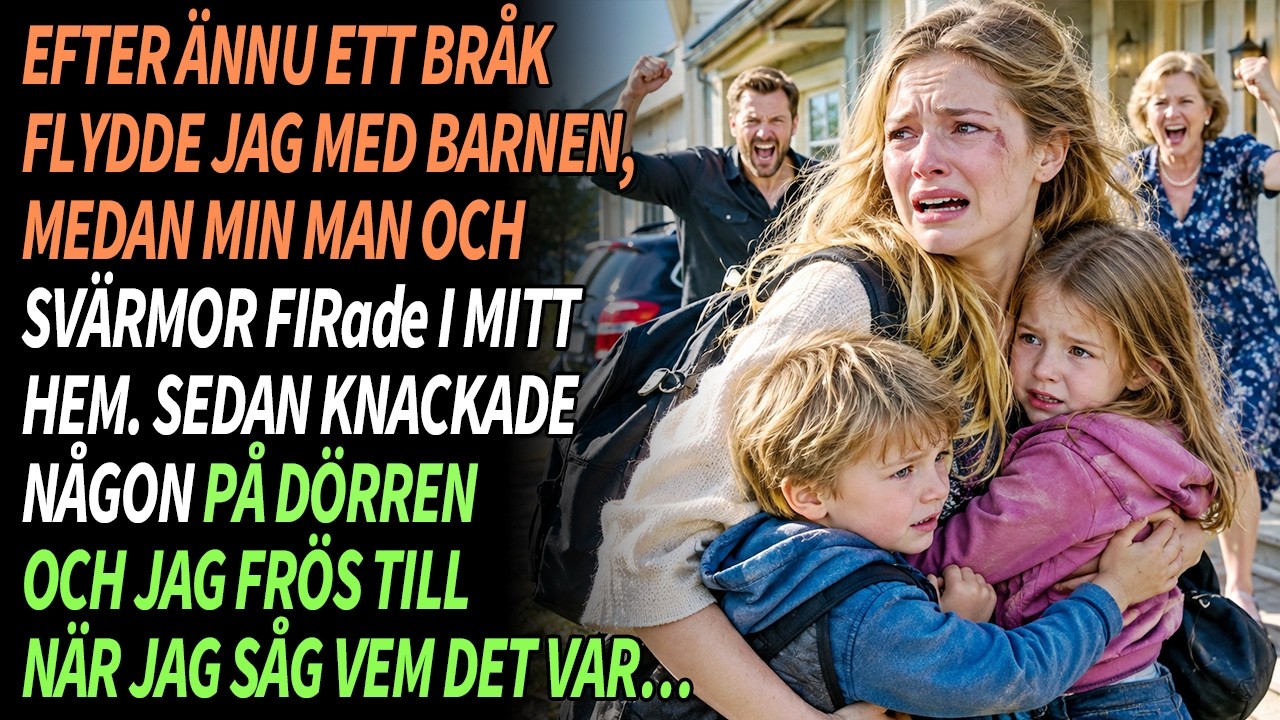 Vi stod på trottoaren utanför mitt eget hus, jag med ett barns hand i varje hand, medan de knackade på dörren som om de ägde stället. Bakom mig låg garaget som luktade damm och gamla glassburkar,...