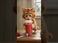 The Kitten’s Strawberry Milkshake Disaster #FunnyAnimation #PixarStyle #CuteAnimals #MilkshakeFail 🐱