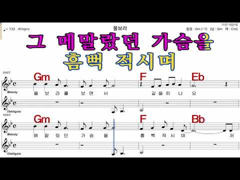물보라  최진희   가수처럼 엠알로  악보  노래 하기  남자  Gm