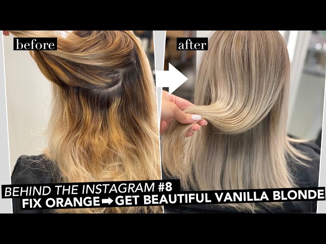 Behind the Instagram #8 - How To Fix Orange/Brass Hair and get Beautiful  Vanilla Blonde - YouTube