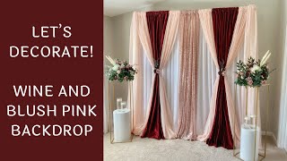 Blush Pink and Red Curtain Backdrop | DIY Wedding Decorations