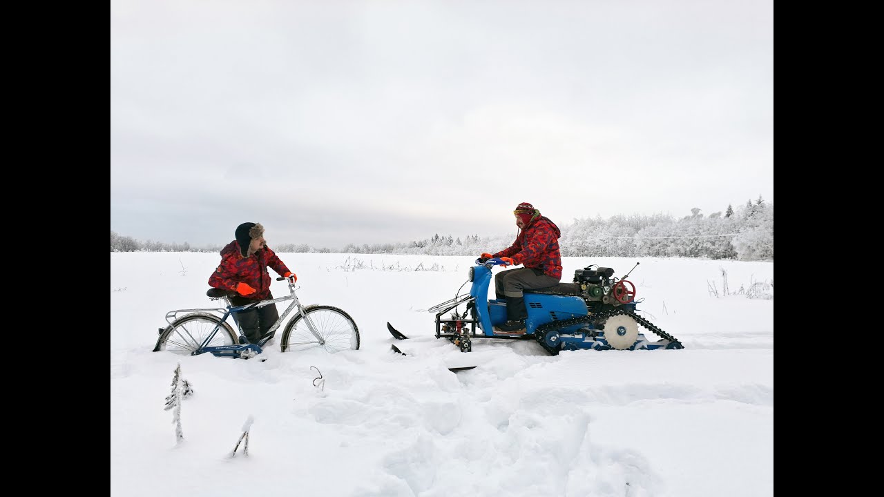Обзор, самодельный снегоход.