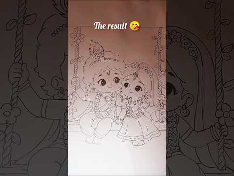 When Radha & Krishna Swing Together ❤️🌿 | Magical Drawing #shorts