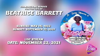 Thanksgiving Service for the Life of Beatrice Barrett - Bartleys Funeral Home