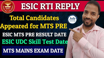 ESIC MTS Total Candidates Appeared for Pre | Official RTI Reply