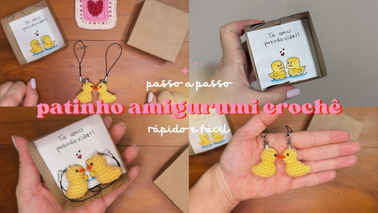 Patinho Amigurumi passo a passo - chaveiro ideia de presente dia dos namorados!!
