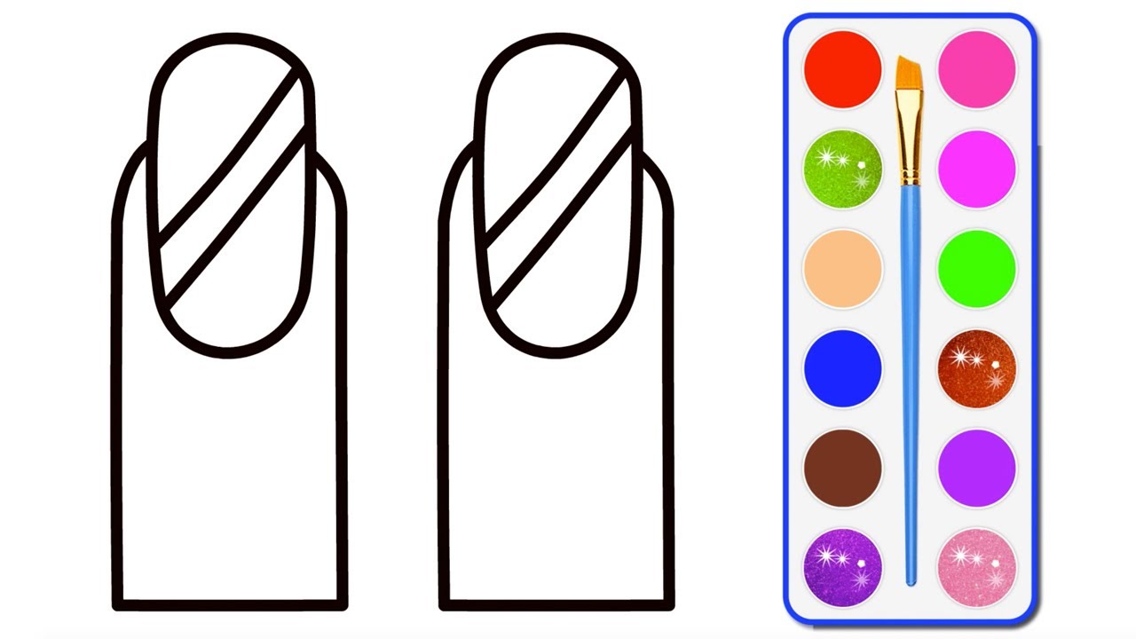 How to Draw Girls Nails Drawing And Colouring Pages For Kids Learning
