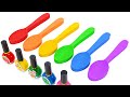 Satisfying Video l How to make Rainbow Spoon WITH Kinetic Sand &amp; Making Nail Polish Cutting ASMR #99