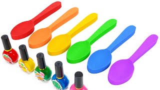 Satisfying Video l How to make Rainbow Spoon WITH Kinetic Sand & Making Nail Polish Cutting ASMR #99