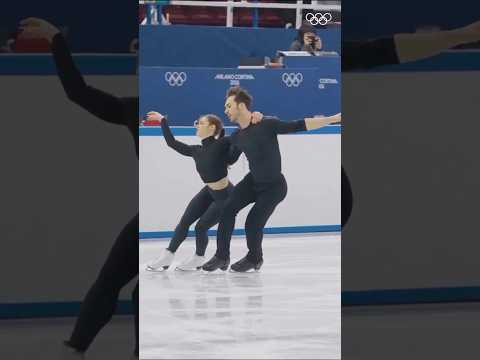 Laurence Fournier Beaudry & Guillaume Cizeron 🇫🇷 train on Olympic ice at #MilanFigureSkating