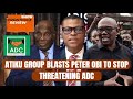 Atiku Group Blasts Peter Obi To Stop Threatening ADC To Give Him Ticket Without Primaries Atiku Group Blasts Peter Obi To Stop Threatening ADC To Give Him Ticket Without Primaries