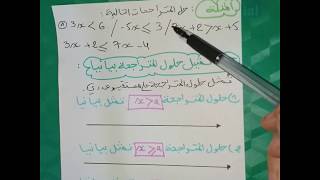 الدرس 15 **المتراجحات من الدرجة الأولى بمجهول واحد** رياضيات 4 متوسط
