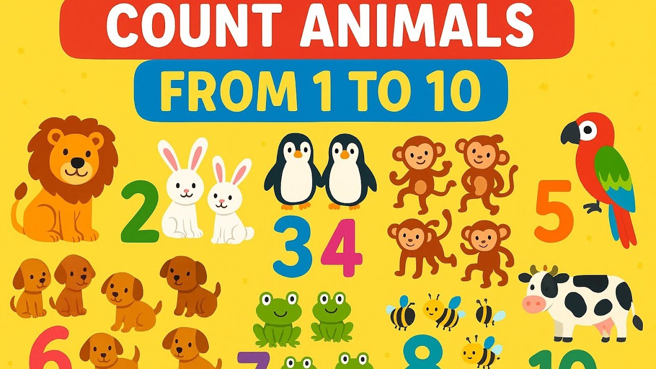 Animal Counting 1 to 10 🐶🦁 | Learn Numbers with Animals for Kids ...