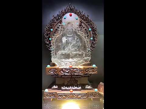 Mặt dây chuyền Phật Quan Âm Nam Hải THẠCH ANH tóc xanh