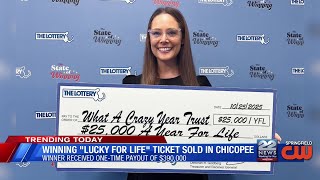 Chicopee lottery ticket wins $25K yearly for life