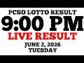 Lotto Result Today 9 00 PM Draw June 2 2026 Tuesday PCSO LIVE Result 