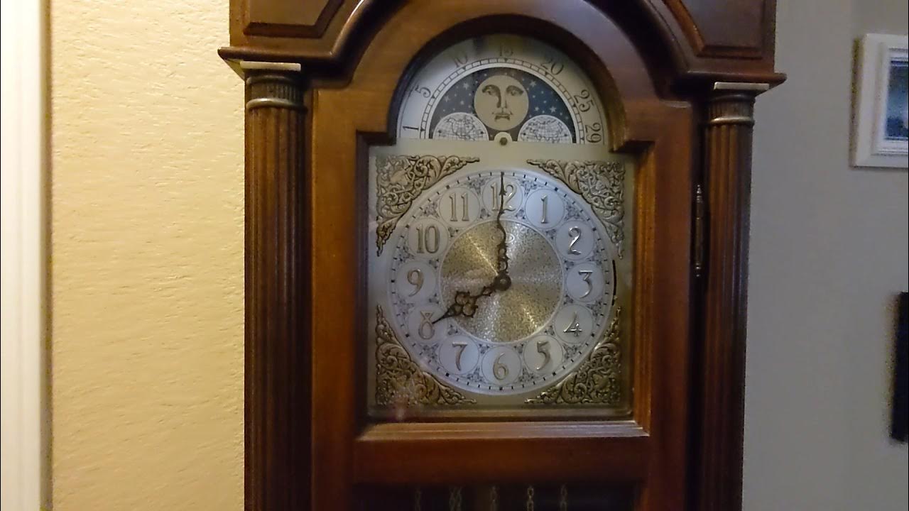 Pearl Grandfather Clock chimes 8AM YouTube
