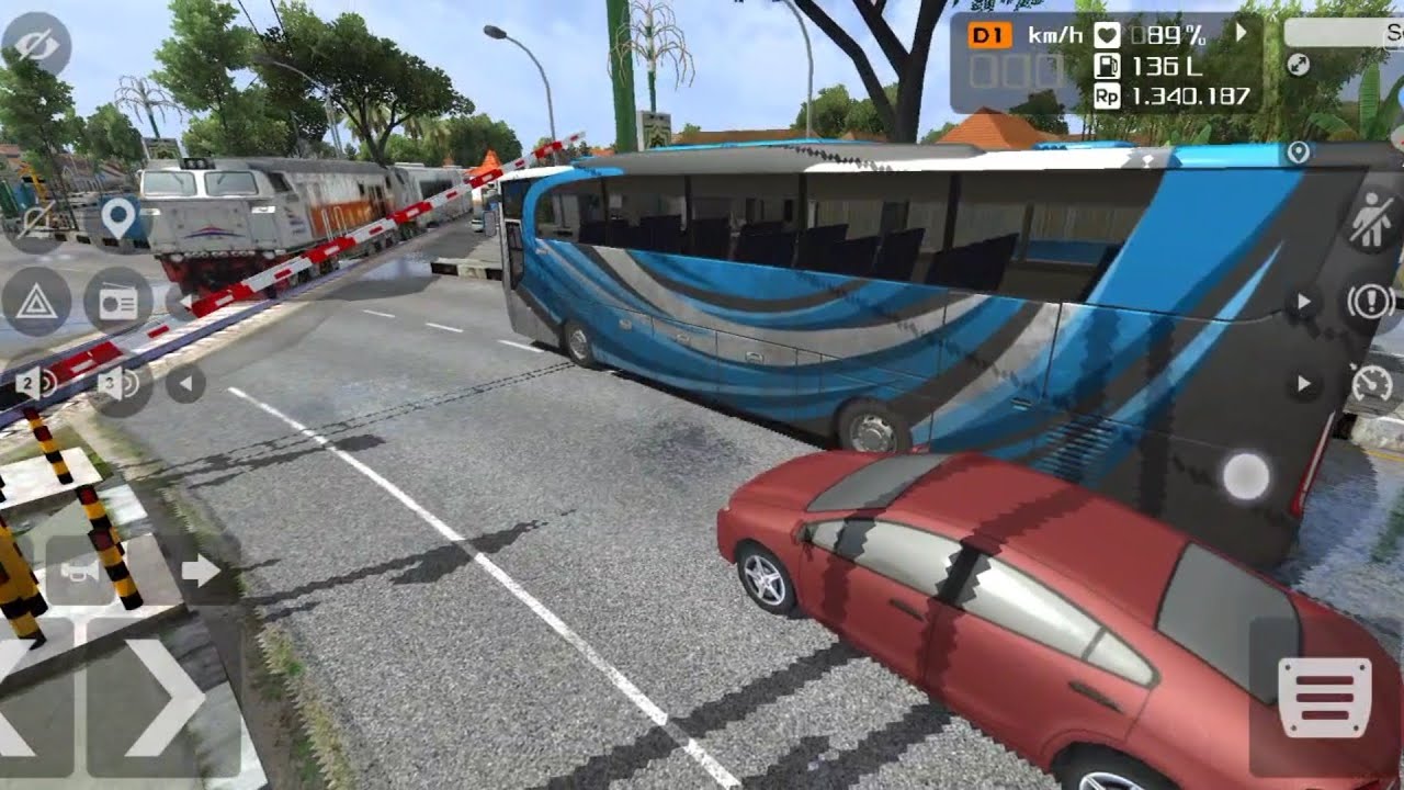 I'm play BUS simulator crossing to train 🚆😅