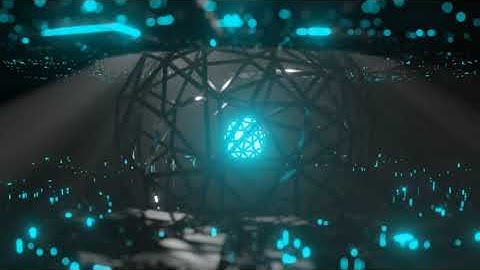 Rotating Wire-frame Spheres with Cyan Lighting - Motion Graphic