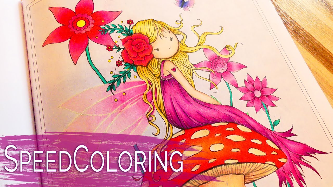 Coloring a Fairie in Whimsical World Coloringbook by Molly Harrison