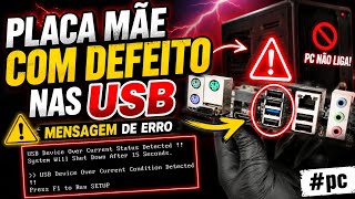 Placa mãe com defeito nas USB mensagem de erro e Pc não liga! #pc
