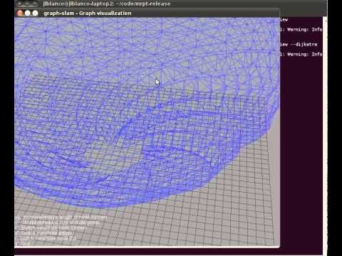 graph-slam demo: Loading a raw graph file vs. its Dijkstra tree global estimation: