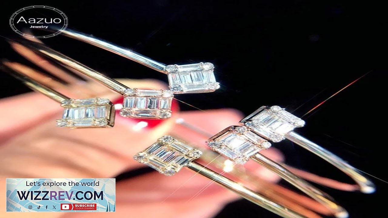 Aazuo Real 18K White Gold Rose Gold Yellow Gold Real Diamonds Square