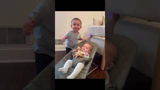 Big brother gives a big kiss to baby sister Ann and he is so proud 😘 #kiss #kisses #kissing #smile