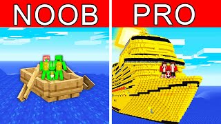 JJ and Mikey Family : NOOB Mikey vs PRO JJ SHIP BUILD BATTLE Challenge Maizen