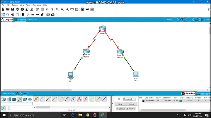 Cisco Packet Tracer-Connecting 3 Routers and 2 Computers