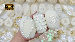 [ASMR]★Soap boxes with starch glitter&foam★Cutting cubes★Hand crush soap stripes★(4K)