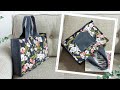 DIY Rectangular Floral and Denim Handbag Out of Old Jeans and Old Shirt | Bag Tutorial | Upcycle