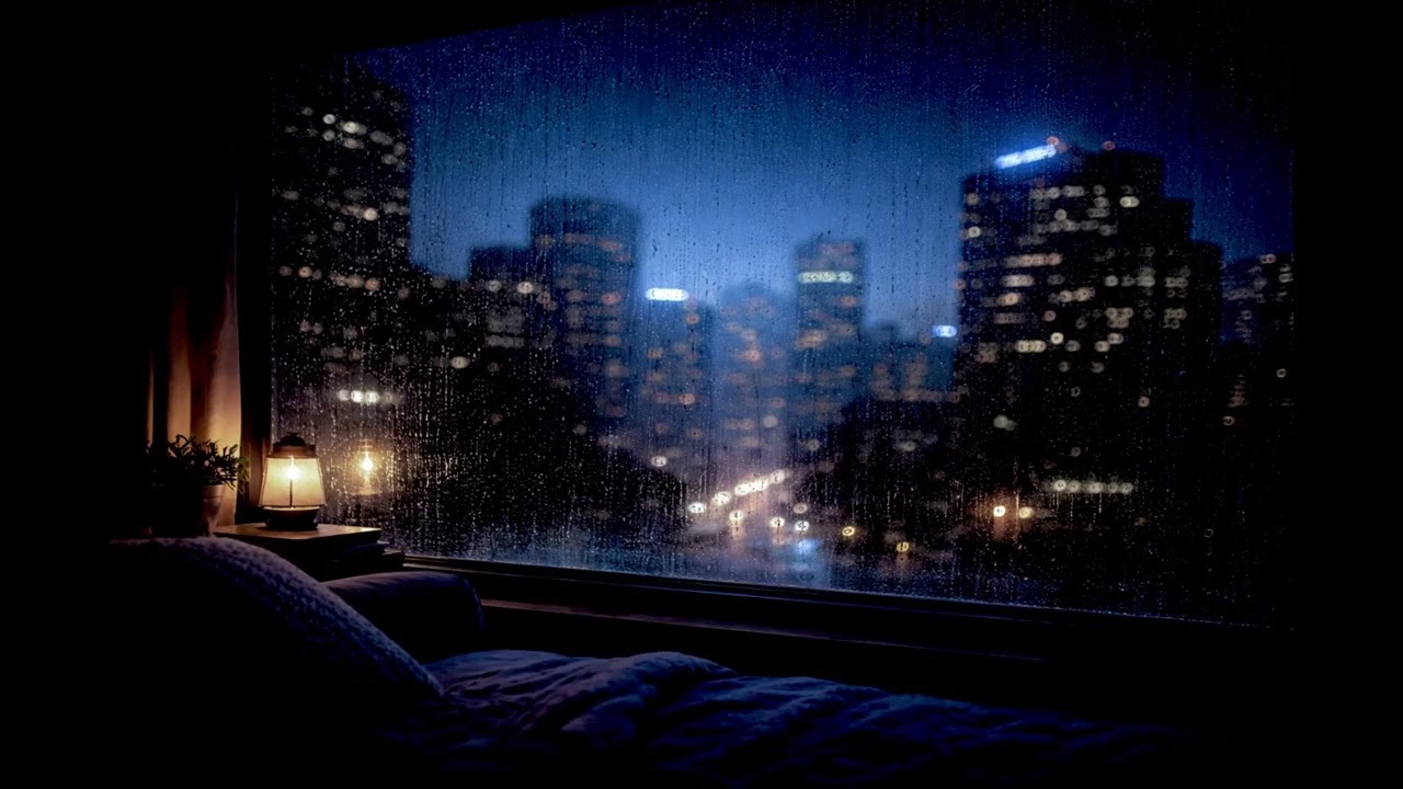 Rain on the Window at Night 🌧️ Sleep All Night | City Rain White Noise