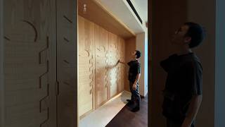 Red oak rattan folding door #wood #裝修風格 #woodworking #furniture #furnituredesign #furniturefactory