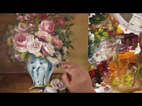 Painting a Vase of Flowers in Acrylics Part 2