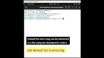 Linux Tutorial:14  -  Redirecting error messages to file using standard error code 2