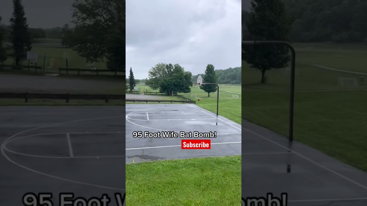 95 Foot Wife Bat Bomb!! Watch out for the flying metal bat!! 