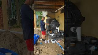 PLUMBING A POOL SYSTEM INTO A SWIMMING POOL TIME LAPSE #pool #swimmingpool #plumbing #shorts