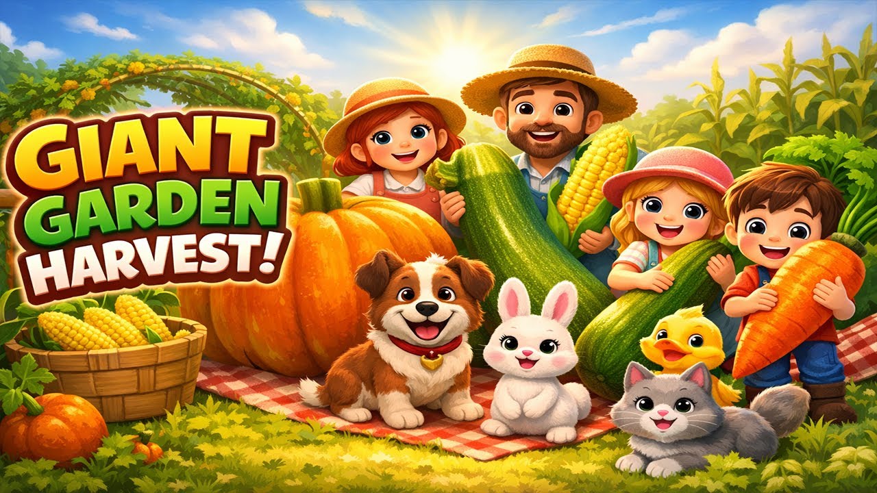 Sunny Farm Family 🥕 Giant Vegetable Garden Harvest | Fun Farm Challenge