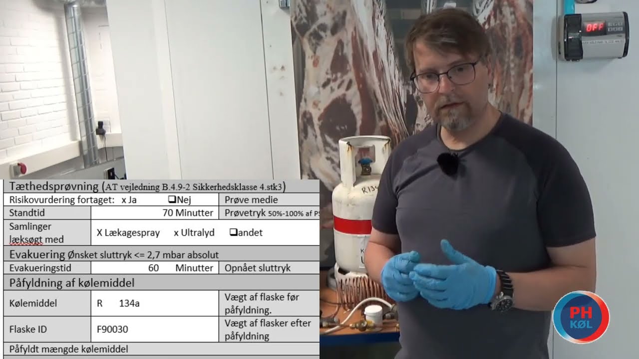 Påfyldning af kølemiddel på et køleanlæg