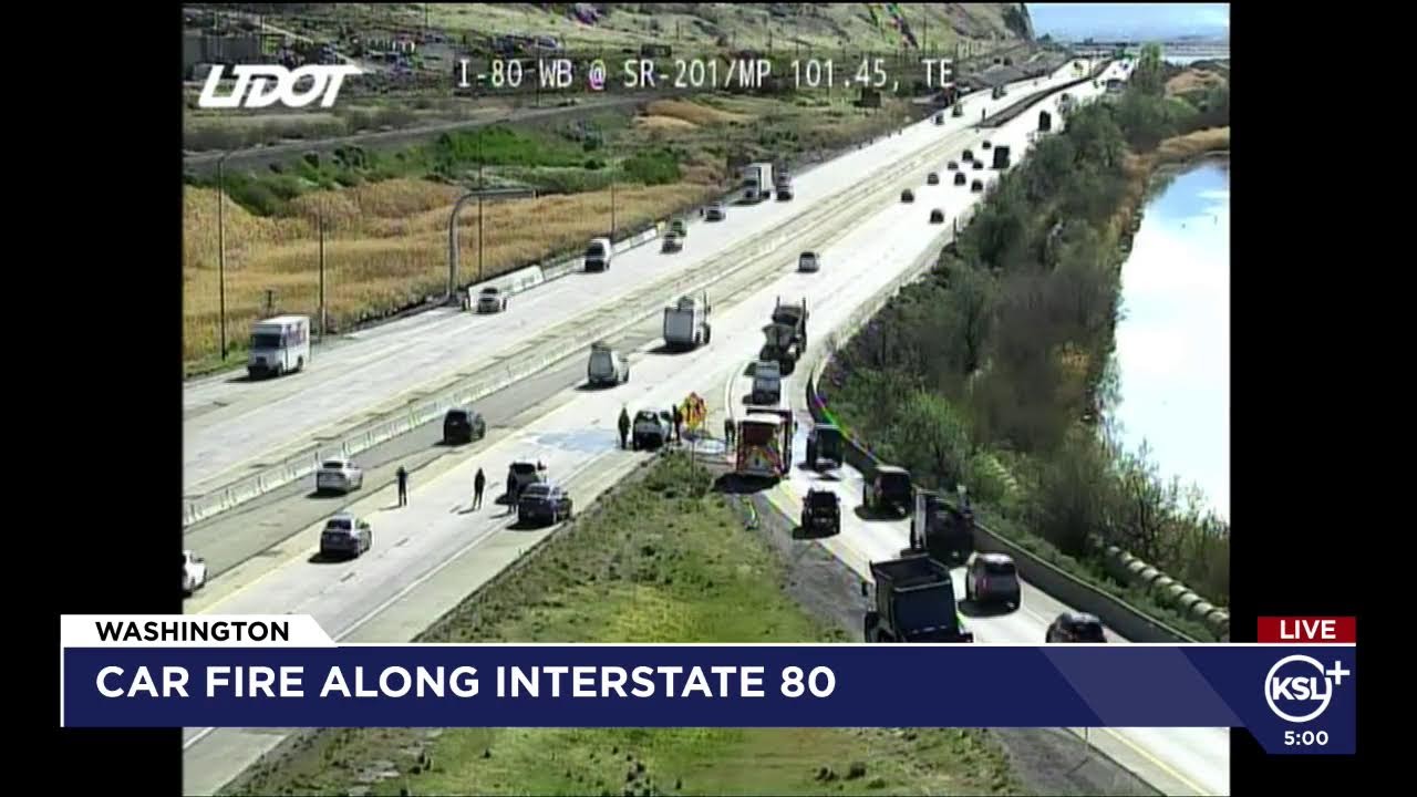 Car fire along Interstate 80 - YouTube
