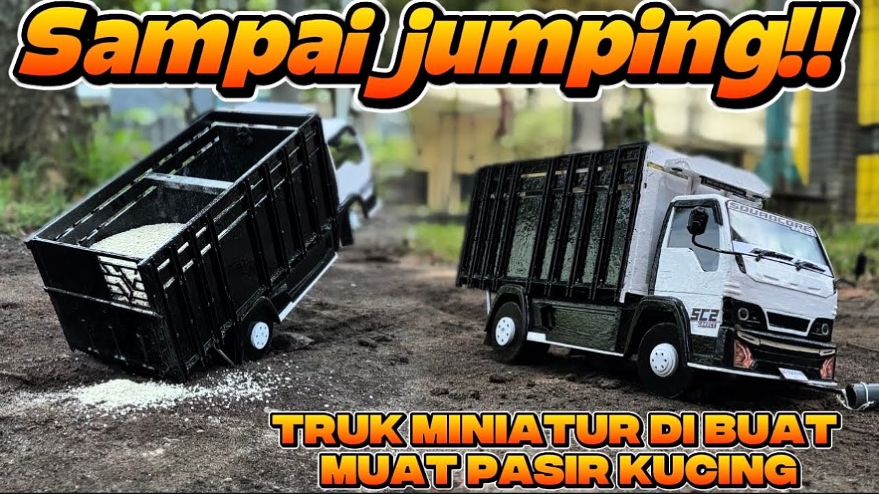 Sampai jumping‼️ TRUK MINIATUR KARTON TERNYATA KUAT DI BUAT MUAT PASIR KUCING