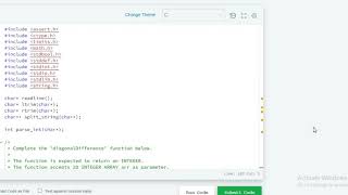 Diagonal Difference | hackerrank solution in c