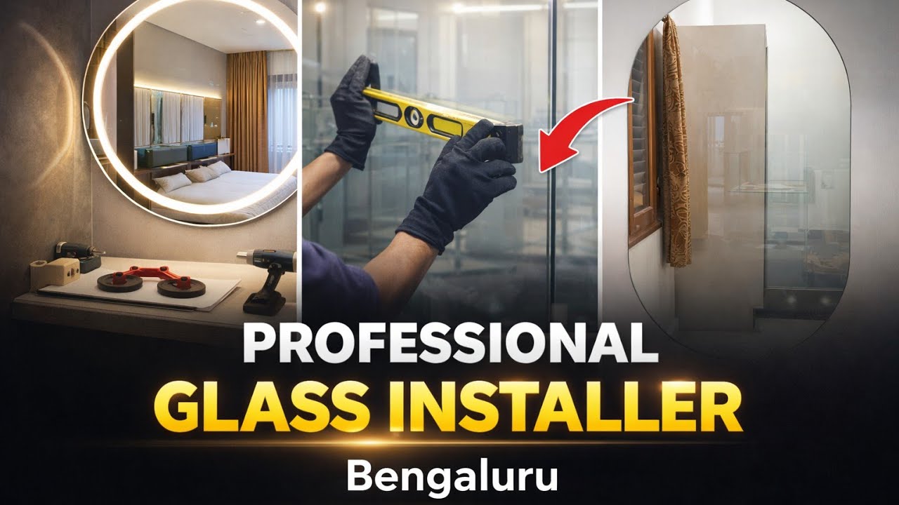 FULL HOME GLASS WORK TOUR | Diamond Mirror, LED Mirror, SS Railing & Glass Fitting | Bengaluru