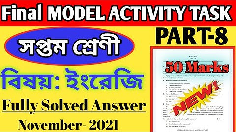 Class-7 English Final Model Activity Task  Part-8 Full Solution ll English Activity Task November