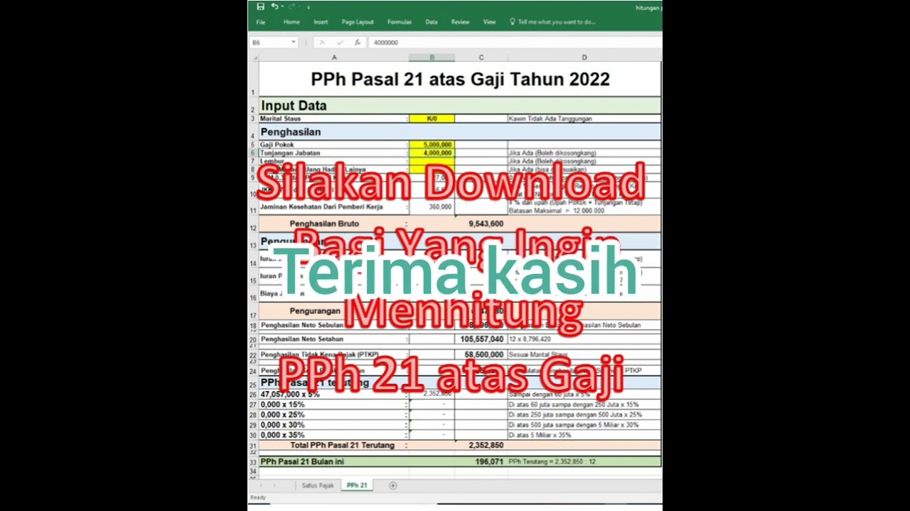 cara Hitung PPh Pasal 21 atas Gaji 
